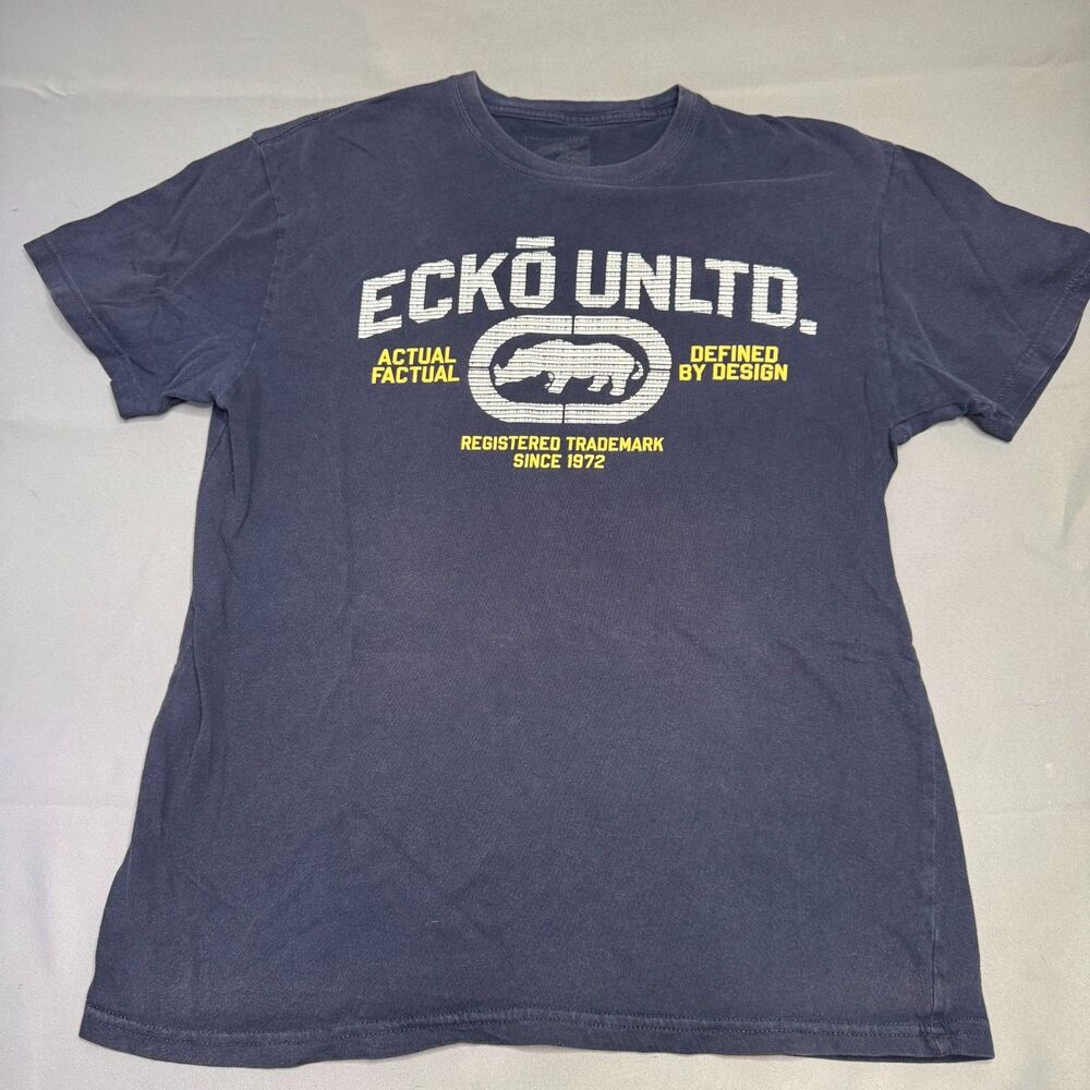 Ecko Unltd Mens T Shirt Navy Blue Rhino Logo Graphic Y2K Streetwear Size XL